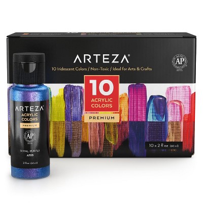 Arteza Iridescent Acrylic Paint Set, 2 oz Bottles - 10 Pack
