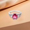 Slickblue 3.25 Ct. Rhodium Plated Raspberry Sparkle CZ Ring, Oval Center Stone, Silvertone, Sizes 5-10 - 3 of 4