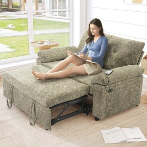 Vipbear 3-in-1 Convertible Sofa Bed, Pull Out Sleeper Sofa with USB Charging Station & Adjustable Backrest - 1 of 4