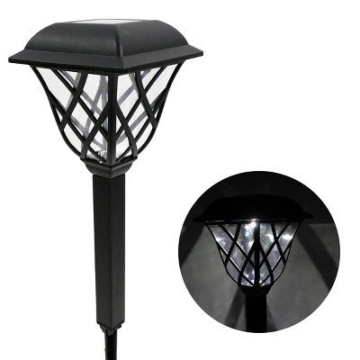 16" Black Stainless Steel Solar LED Pathway Lights, Set of 4