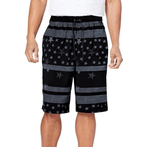 KingSize Basic 8" 4-Way Flex Swim Trunk - XL, Black Grey Flag