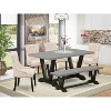 HomeStock 6-Piece Rectangle Natural Oak Finish Solid Wood Top Dining Table with 1-Bench, 4-Chairs - 2 of 4