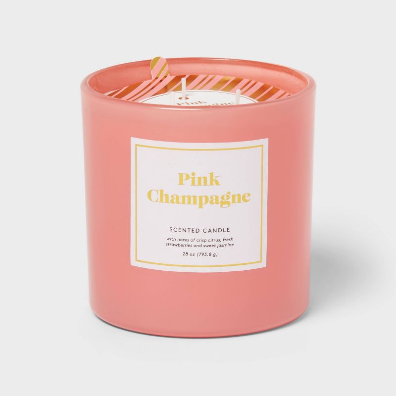 3-Wick 28oz Glass Jar Pink Champagne Candle - Opalhouse&#8482;, 1 of 6