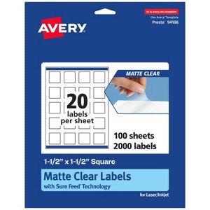 Avery Matte Clear Labels,  1-1/2" x 1-1/2" Square - 1 of 4