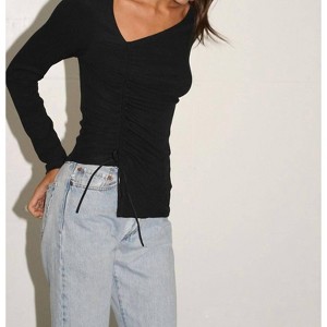 Women's Avi Ruched Rib Top - LNA - 1 of 3
