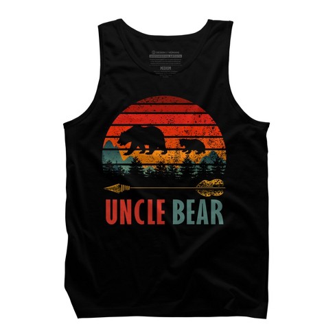 Men's Design By Humans Retro Uncle Bear In Nature By Zeusse Tank
