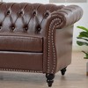CAVINAS Chesterfield Sofa with Rolled Arm, Modern PU Leather 3 Seater Sofa Couch, Upholstered Vintage Couch for Living Room - 4 of 4