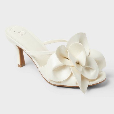 Women's Lillian Flower Mule Heels with Memory Foam Insole - A New Day™