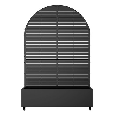 Lirago 6 ft. H x 4 ft. W Metal Planter Box privacy screen Garden Bed with Trellis and Wheels - Black