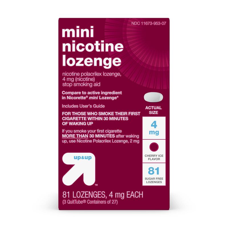 Nicotine 4mg Mini Lozenge - Cherry Ice - 81ct - up &#38; up&#8482;, 1 of 10