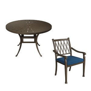 CLIHOME 5-Piece Round Cast Aluminum Outdoor Dining Set with 4 Dining Chair - 1 of 4