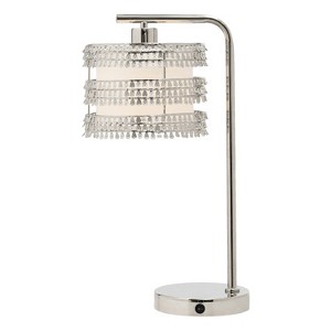 19.5" Quigley Silver Drum Shade Table Lamp - River of Goods: Chrome-Finish, USB Ports, UL Listed - 1 of 4
