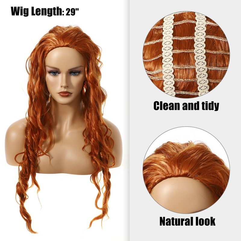 Unique Bargains Curly Women's Wigs 29" Brown with Wig Cap, 3 of 7