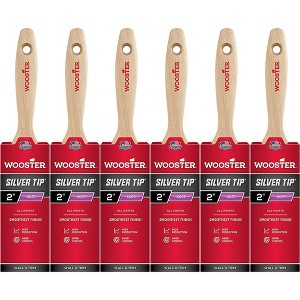 Wooster Genuine 2" Silver Tip Flat Paintbrush 6-Pack, 5222-2-6PK - 1 of 1