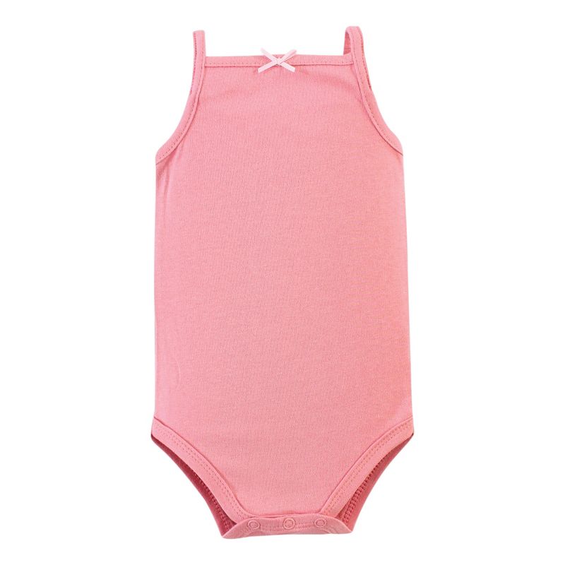 Hudson Baby Infant Girl Cotton Sleeveless Bodysuits 5pk, Pink Cactus, 6 of 8