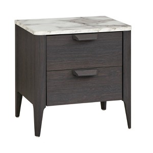 Buylateral Keely Nightstand Charcoal Gray: Modern Bedside Table with Faux Marble Top, Storage Drawer - 1 of 4