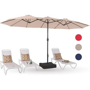 15ft Rectangular Patio Umbrella with Base - Large Outdoor Market Umbrella with Crank Handle & UV Protection for Pool/Backyard - 1 of 4