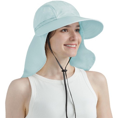 Sun Cube Womens Sun Hat Neck Flap Cover, Uv Protection Wide Brim Fishing  Hiking Hat, Ponytail Foldable Summer Beach Outdoor (light Blue) : Target