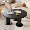 Assembly Round Petal-Shaped Coffee Table, cocktail table with 3 Thick Legs, Minimalist Irregular End Table with Sleek Round Edges-Cuddlewood - 2 of 4