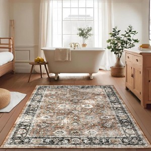 Oriental Machine Washable Rug Ultra Soft Rug for Living Room Low Pile Foldable Thin Non Slip Carpet - 1 of 4