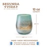 Twine Living Playa Bonita Stemless Wine Glasses, Recycled Drinking Glass, Coastal Inspired Sea Blue and Sand Design, 13 oz, Set of 2 - 3 of 4