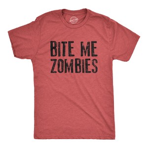 Mens Bite Me Zombies Tshirt Funny Undead Halloween Party Disguise Novelty Graphic Tee - Crazy Dog Men's T Shirt - 1 of 4