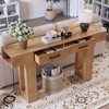Okak Vintage Wood Veneer Console Table with 2 Storage Drawers & Charging Solution,Long Entryway Table for Foyer,Hallway,Living Room - 2 of 4