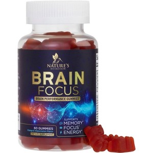 Brain Supplements for Memory and Focus with Phosphatidylserine, Nootropic Memory Supplement Gummy for Brain Health - 60 Gummies By Nature's Nutrition - 1 of 4