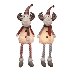 Transpac Plush Light Up Sitting Reindeer Set of 2 Christmas Home Decorations - 1 of 1