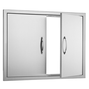 VEVOR BBQ Access Door,31W x 24H Inch Double Outdoor Kitchen Door,Stainless Steel Flush Mount Door, Double Wall Vertical Door with Handles and Hooks - 1 of 4