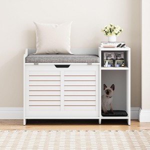 Hidden Cat House Litter Box Enclosure with Top Opening with Cushion Cabinet - 1 of 4