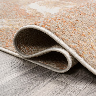 Petalo Modern Abstract Orange and Beige Flat Woven Area Rug