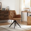Art Leon Faux Leather Swivel Accent Office Chairs with Oak Wood Legs - 3 of 4