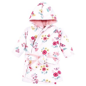 Hudson Baby Girls Mink with Faux Fur Lining Pool and Beach Robe Cover-ups, Butterfly Floral - 1 of 2