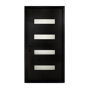 Chic Crate 36x80 Fiberglass Entry Door with Frosted Glass, Left Hand Inswing, Brickmould & Vinyl Frame - 1 of 4