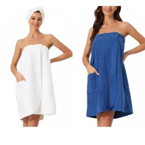 INSPIRE CHIC Women's 2 Pcs Bath Gym Towel Wrap with Shower Cap Spa Robe - 1 of 4