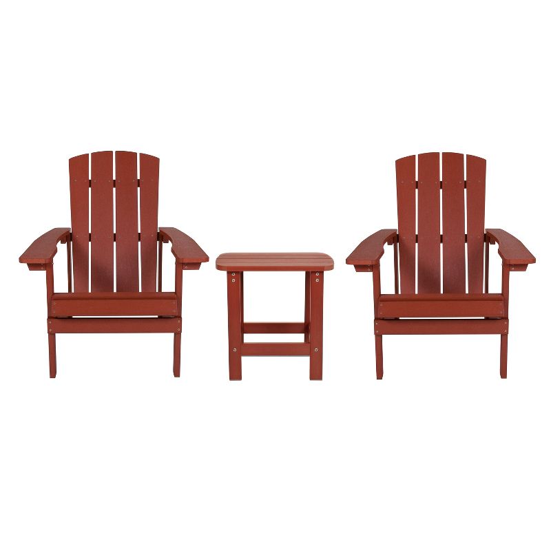 Emma and Oliver Three Piece Hammond Adirondack Style Conversation Set with Two Chairs and Matching Side Table for Indoor and Outdoor Use, 1 of 12