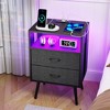KTMBDW Set of 2 Mid Century Nightstand with Charging Station, End Table Modern Side Table with Fabric Drawer for Home Bedroom Living Room - 3 of 4