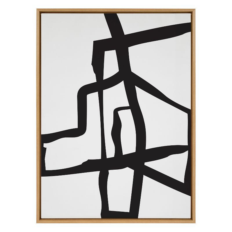 Kate &#38; Laurel All Things Decor 31.5&#34;x41.5&#34; Sylvie Bold Abstract Black Stroke Framed Wall Art by The Creative Bunch Studio Natural, 2 of 7
