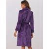 cheibear Women's Lounge Robe Soft Warm Flannel Plush Fluffy Bathrobe with Belt and Pockets - 3 of 4