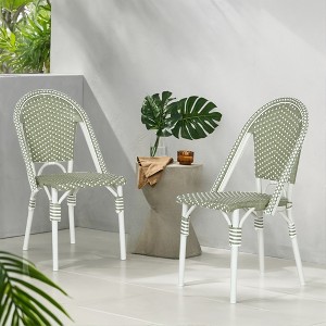 Christopher Knight Home Brandy Patio French Bamboo Finish Aluminum and Faux Rattan Bistro Chairs (Set of 2) - 1 of 4