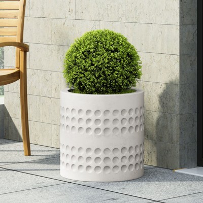 Naysaye Planters, 14.75" Tall Round Garedn Planter, Outdoor Garden Raised Planter Box for Flowers, White, 14.75"*14.75"*14.75"
