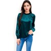Anna-Kaci Women's Velvet Long Sleeve Top with Puff Shoulders - 2 of 4