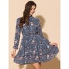 INSPIRE CHIC Women's Floral Long Sleeve Mock Neck Ruffle Layered Smocked Mini Dress - 2 of 4