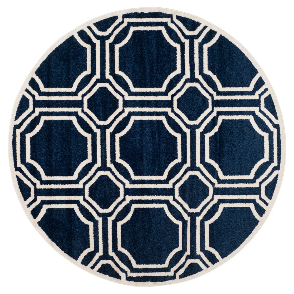 Amala Round 5' Indoor/Outdoor Rug - Navy/Ivory - Safavieh