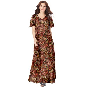 Roaman's Women's Plus Size Petite Flutter Sleeve Crinkle Dress - 1 of 4
