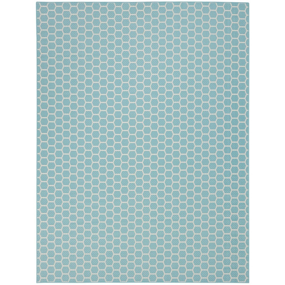 Photos - Doormat Nourison 10'x14' Reversible Basics Woven Indoor/Outdoor Area Rug Aqua Blue 