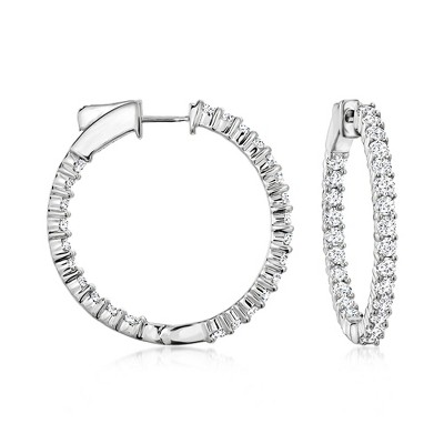 Ross-Simons 2.00 ct. t.w. Diamond Inside-Outside Hoop Earrings in Sterling Silver