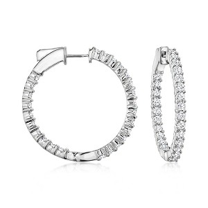 Ross-Simons 2.00 ct. t.w. Diamond Inside-Outside Hoop Earrings in Sterling Silver - 1 of 3