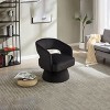 PAGED 360 Degree Swivel Accent Chair Velvet Accent Armchair with Swivel Pedestal Base, Round Barrel Design for Bedroom - 3 of 4